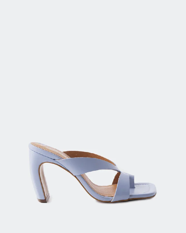 Women's Sandals with a Glitter - Coated Strap in Gold for a Sparkly Summer OutfitElexis Light Blue Leather