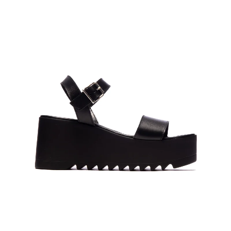 Women's Ankle - Strap Sandals with a Block Heel in Red for a Sophisticated StyleEmmie Black Leather