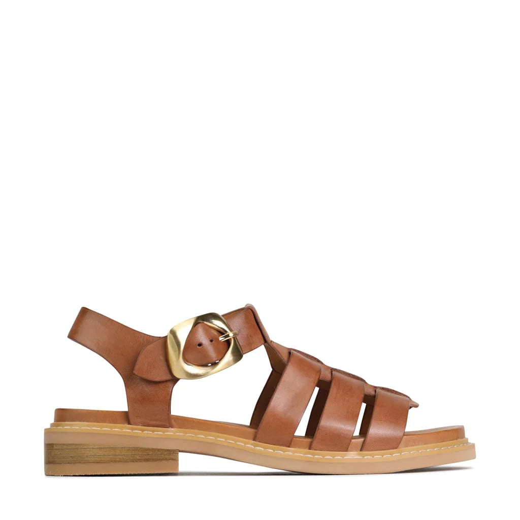 Adjustable Strap Women's Sandals with a Padded Heel in Pink for a Custom FitEOS Ornament Brandy Leather