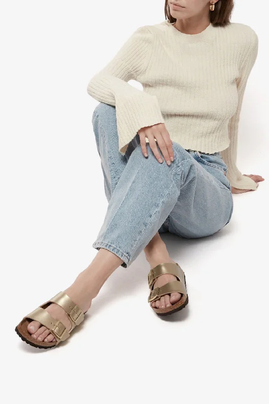Shock - Absorbing Women's Sandals with a Soft Insole in Black for Active LifestylesGOLD SOFT FOOTBED SUMMER FLAT SLIDERS SANDALS