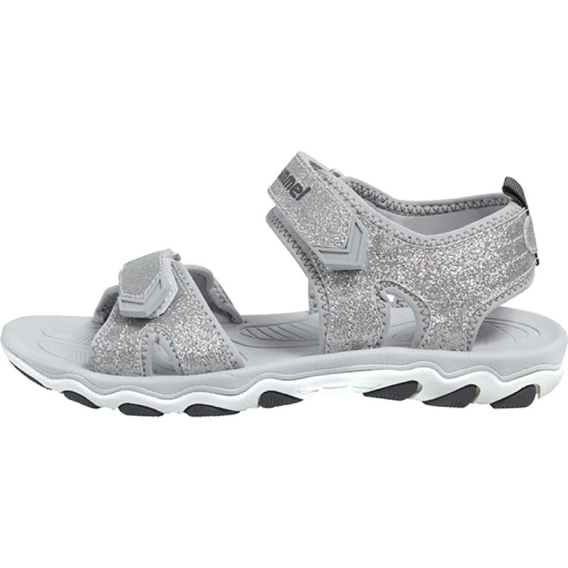 Women's Sandals with a Glitter - Coated Strap in Gold for a Sparkly Summer OutfitHummel Sandal Glitter Jr Silver