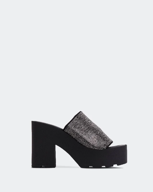 Sustainable Women's Recycled Material Sandals in Beige for Eco - Conscious ShoppersHutton Black Strass