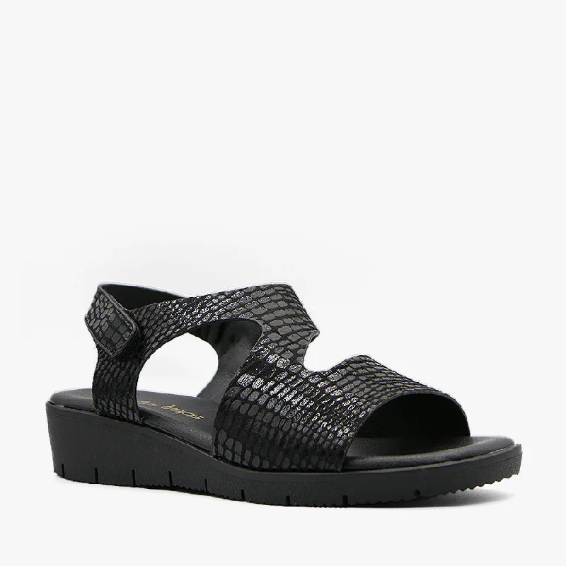 Women's Cork - Soled Espadrille Sandals with a Rope - Trimmed Upper in Navy for a Summer VibeJENGA BLACK