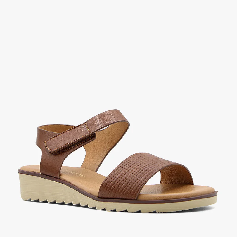 Women's Leather - Strapped Sandals with a Braided Detail in Brown for a Rustic AppealJIBE BROWN