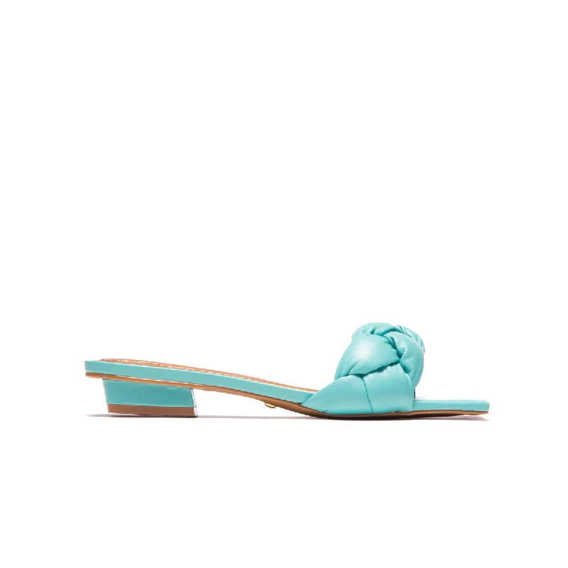 Women's Ankle - Strap Sandals with a Block Heel in Red for a Sophisticated StyleKalmia Turquoise Leather