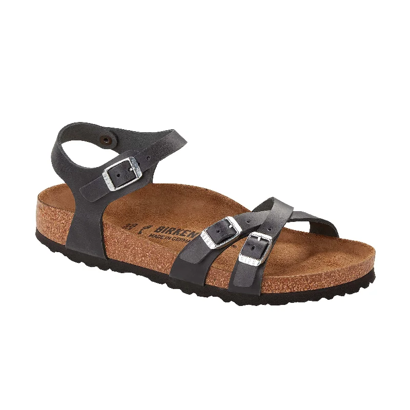 Women's Thong Sandals with a Beaded Design in Multicolor for a Beachy AestheticKumba Black Oiled Leather