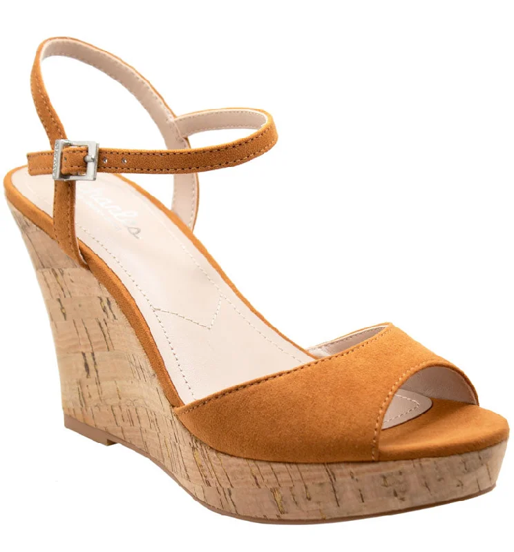 Sustainable Women's Recycled Material Sandals in Beige for Eco - Conscious ShoppersLAMBERT WEDGE