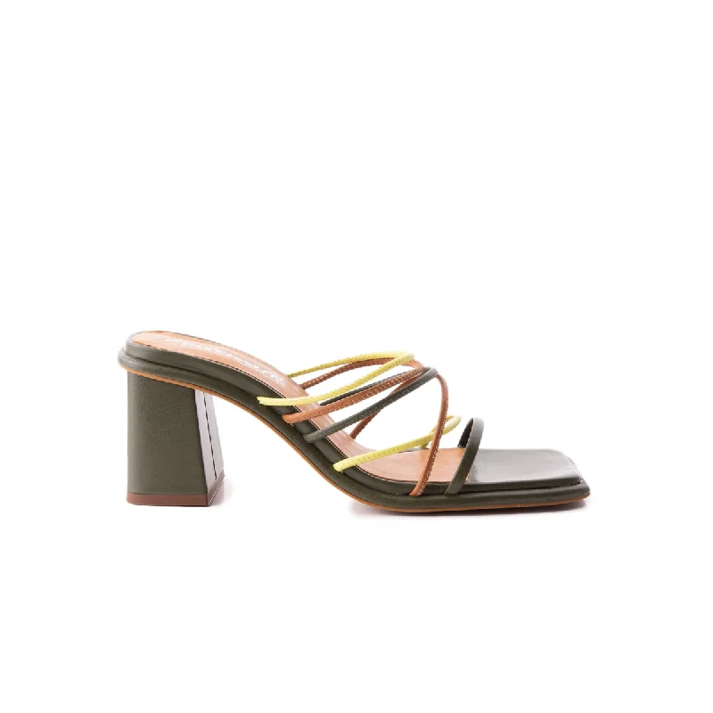 Lightweight Women's Mesh - Paneled Sandals in Yellow for BreathabilityLarisa Khaki Multi Leather