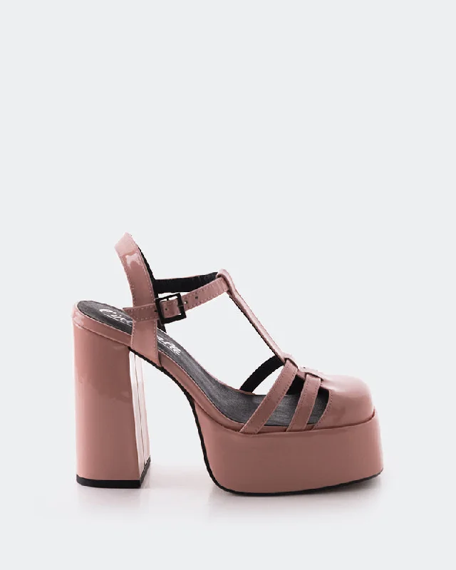 Plus Size Women's Wide - Width Platform Sandals in Black for Added Comfort and HeightLauranne Pink Patent