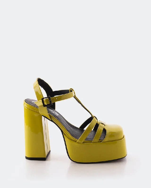Women's Rhinestone - Embellished Open - Toe Sandals in Silver for a Glamorous Party LookLauranne Yellow Patent