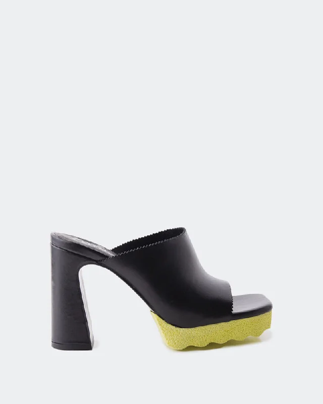 Lightweight Women's Mesh - Paneled Sandals in Yellow for BreathabilityLibra Black Yellow Leather