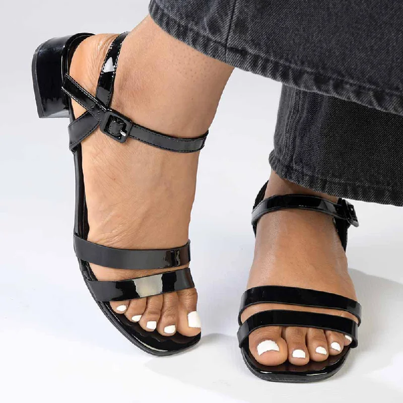 Women's Rhinestone - Embellished Open - Toe Sandals in Silver for a Glamorous Party LookMadison Gentry Vamp Strap Sandal - Black