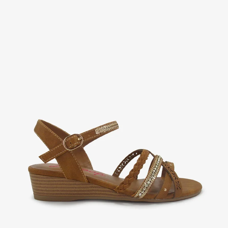 Women's Cork - Soled Espadrille Sandals with a Rope - Trimmed Upper in Navy for a Summer VibeMARI TAN
