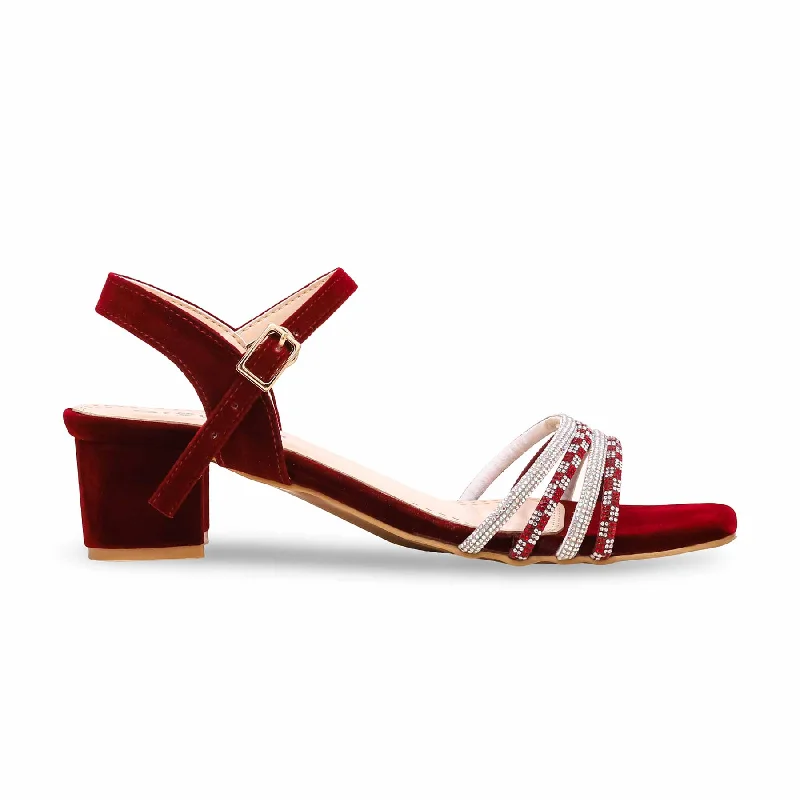 Plus Size Women's Wide - Width Platform Sandals in Black for Added Comfort and HeightMaroon Fancy Sandal FN6046