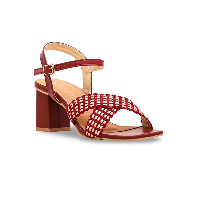 Plus Size Women's Wide - Width Platform Sandals in Black for Added Comfort and HeightMaroon Formal Sandal FR5220