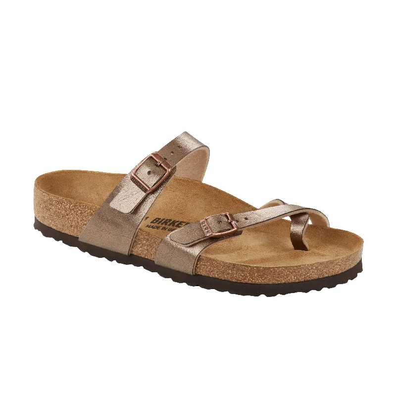 Adjustable Strap Women's Sandals with a Padded Heel in Pink for a Custom FitMayari Graceful Taupe Birko-Flor