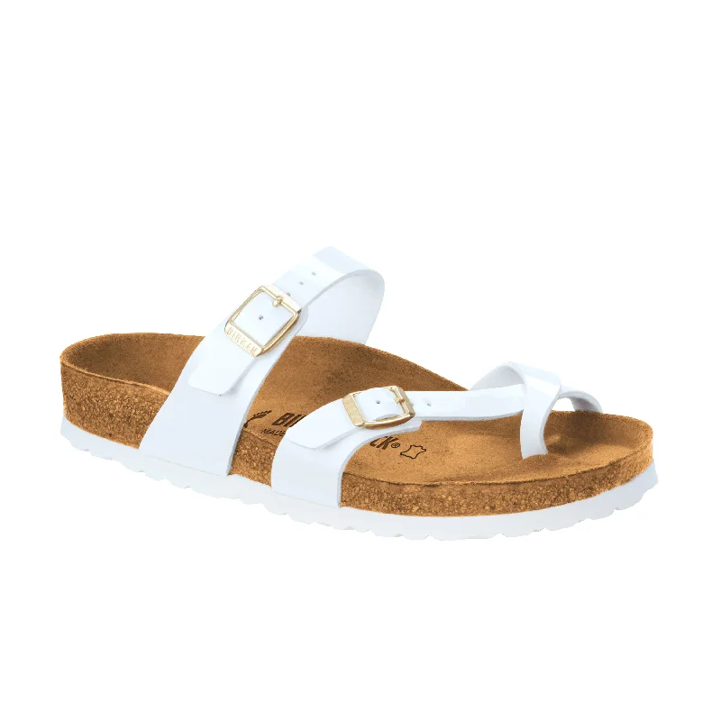 Women's Cork - Soled Espadrille Sandals with a Rope - Trimmed Upper in Navy for a Summer VibeMayari Patent White Birko-Flor