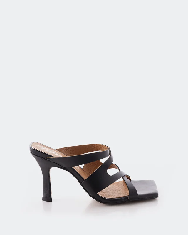 Women's Flat Slide Sandals with a Memory Foam Insole in White for All - Day ComfortMyrtos Black Leather