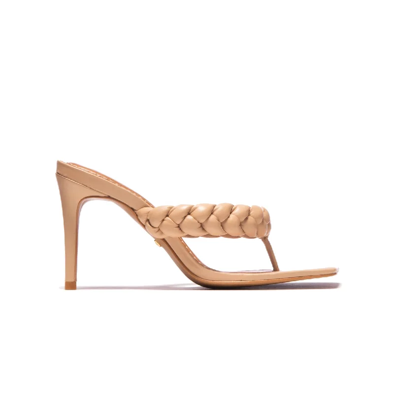Women's Strappy Gladiator Sandals with Buckle Closures in Tan for a Boho LookNerine Almond Leather