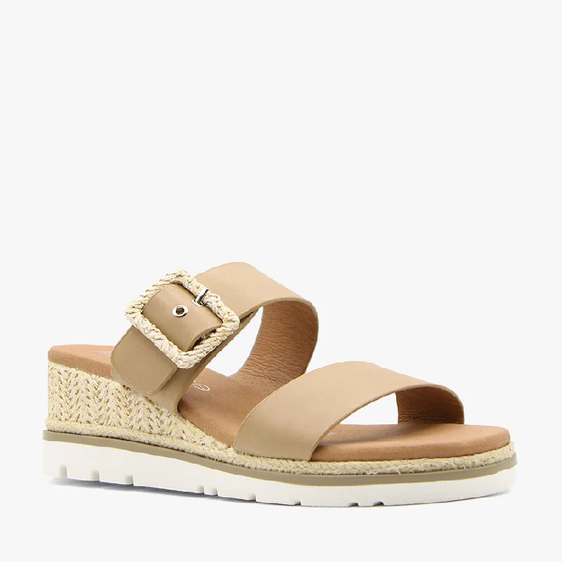 Women's Sandals with a Wedge Heel and a Tassel Detail in Orange for a Trendy LookNEWRIVER LATTE