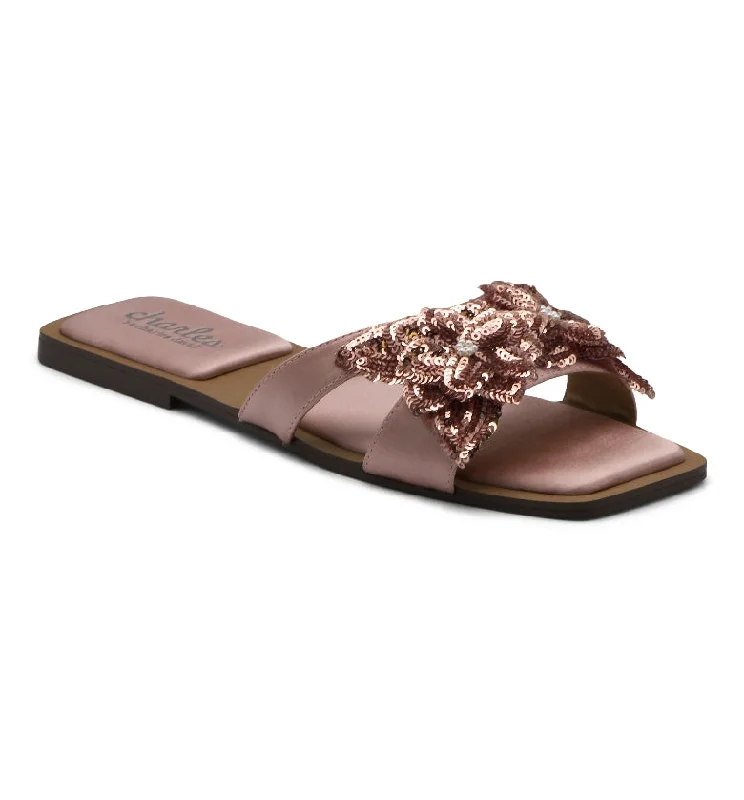 Women's Rhinestone - Embellished Open - Toe Sandals in Silver for a Glamorous Party LookORDLY FLAT SANDAL