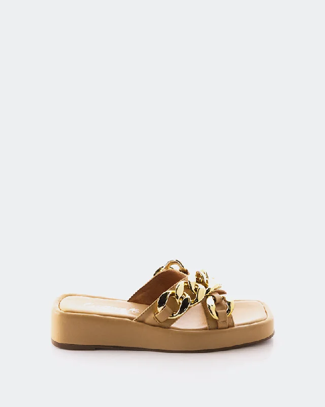 Anti - Slip Women's Sandals with a Grooved Sole in Green for Outdoor AdventuresPetrini Camel Leather