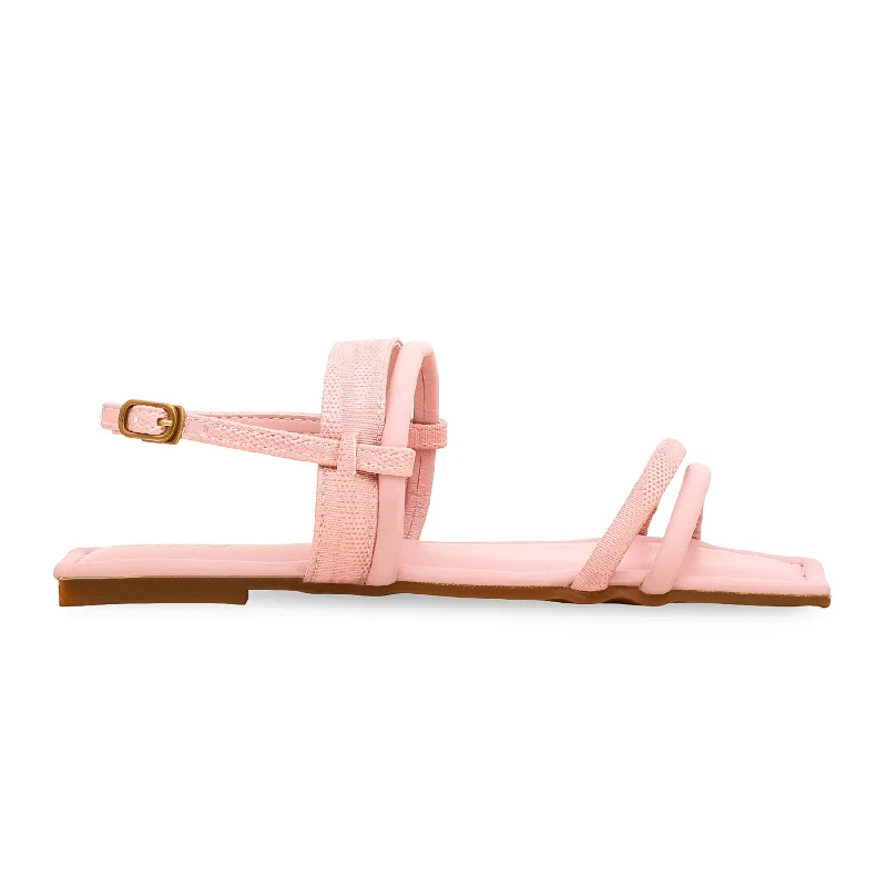 Women's Sandals with a Floral - Printed Upper in Pink for a Feminine Spring LookPink Formal Sandal FR5230