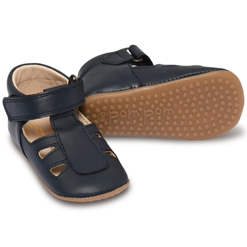 Women's Ankle - Strap Sandals with a Block Heel in Red for a Sophisticated StylePom Pom Begyndersandal Navy