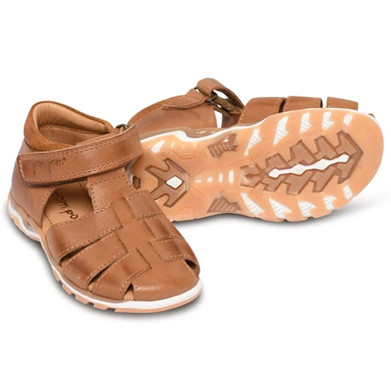 Women's Cork - Soled Espadrille Sandals with a Rope - Trimmed Upper in Navy for a Summer VibePom Pom Sporty™ Velcro Sandal Camel