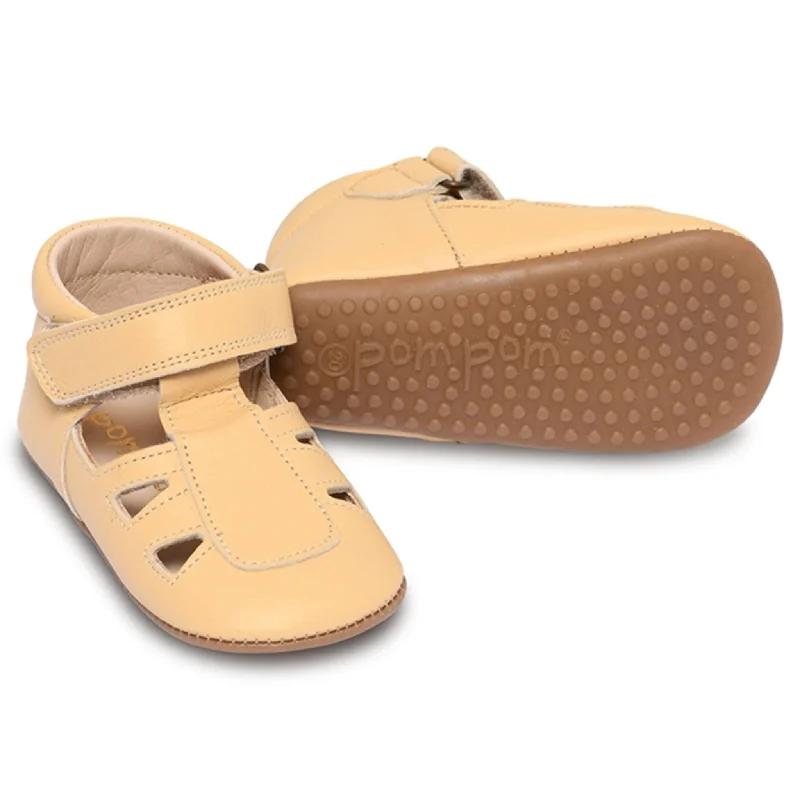 Women's Sandals with a Glitter - Coated Strap in Gold for a Sparkly Summer OutfitPom Pom Starter Sandal Dusty Yellow