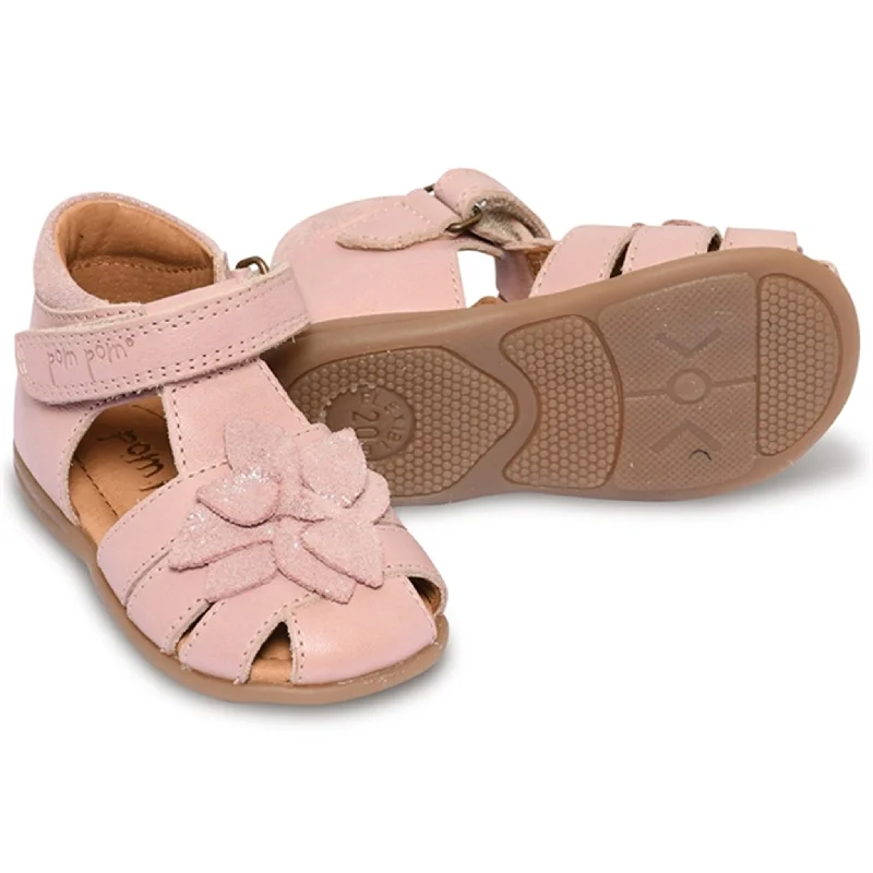 Women's Cork - Soled Espadrille Sandals with a Rope - Trimmed Upper in Navy for a Summer VibePom Pom Starter Sandal Flower Velcro Rose