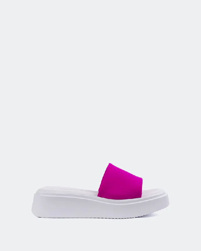 Adjustable Strap Women's Sandals with a Padded Heel in Pink for a Custom FitPyrgos Fucshia Lycra