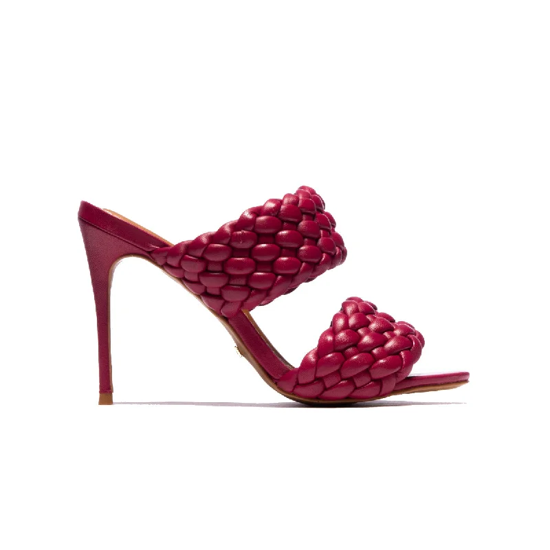 Women's Ankle - Strap Sandals with a Block Heel in Red for a Sophisticated StyleRapunzel Blackberry Leather
