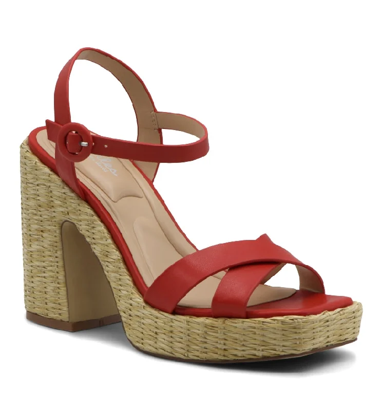 Women's Ankle - Strap Sandals with a Block Heel in Red for a Sophisticated StyleRAYNA SANDAL Women's Ankle - Strap Sandals with a Block Heel in Red for a Sophisticated StyleRAYNA SANDAL