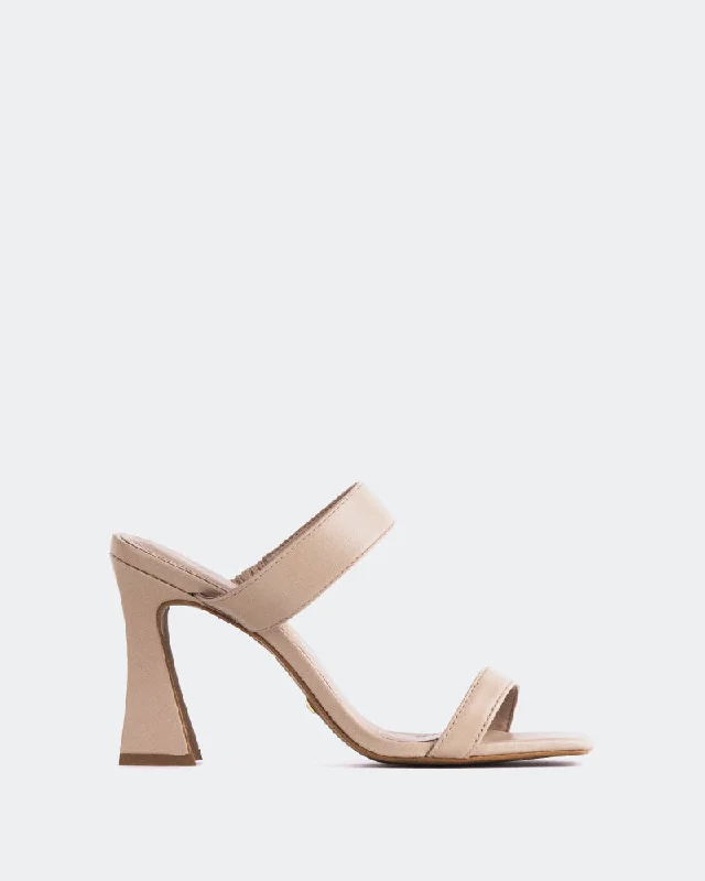 Women's Flat Slide Sandals with a Memory Foam Insole in White for All - Day ComfortRicarda Nude Leather