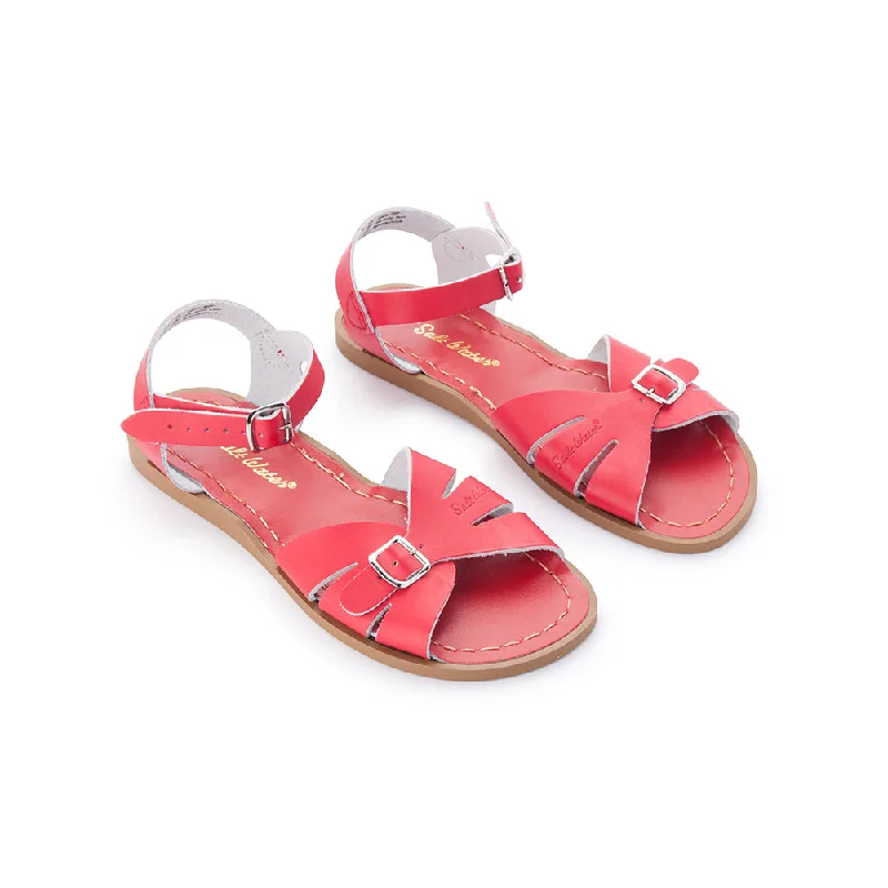 Women's Sandals with a Wedge Heel and a Tassel Detail in Orange for a Trendy LookSalt Water Classic Red - Women