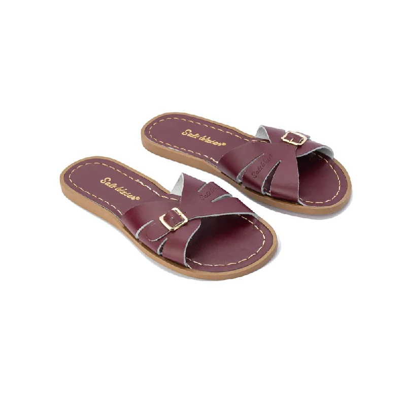 Adjustable Strap Women's Sandals with a Padded Heel in Pink for a Custom FitSalt Water Classic Slide Claret - Women