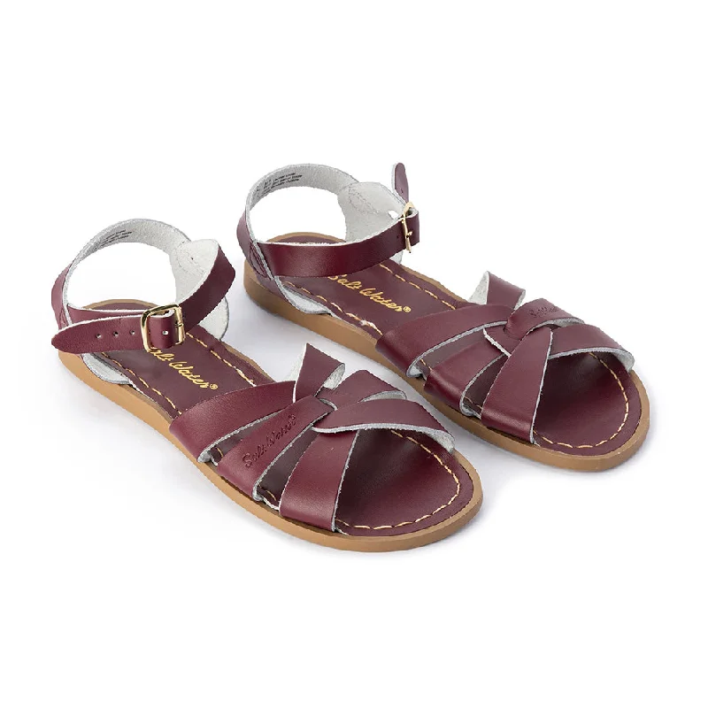 Women's Sandals with a Wedge Heel and a Tassel Detail in Orange for a Trendy LookSalt Water Original Claret - Women
