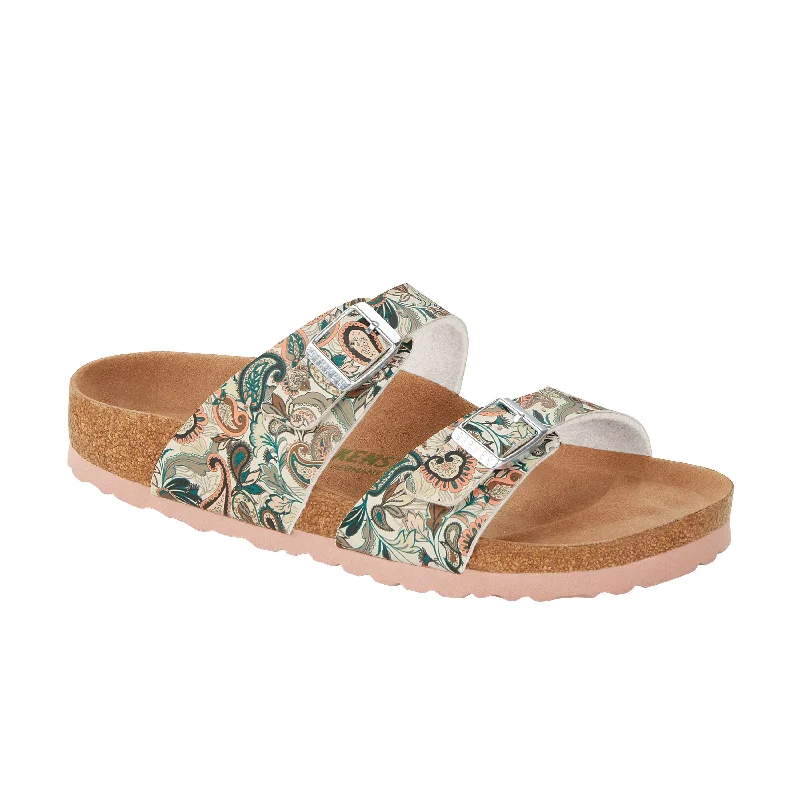 Sustainable Women's Recycled Material Sandals in Beige for Eco - Conscious ShoppersSydney Vegan Paisley Light Rose Birko-Flor