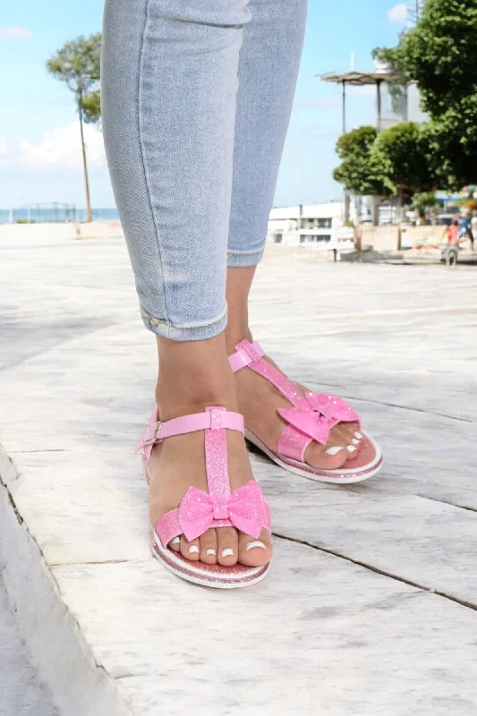 Women's Cork - Soled Espadrille Sandals with a Rope - Trimmed Upper in Navy for a Summer VibeT Bar Bow Pink Jelly Sandals