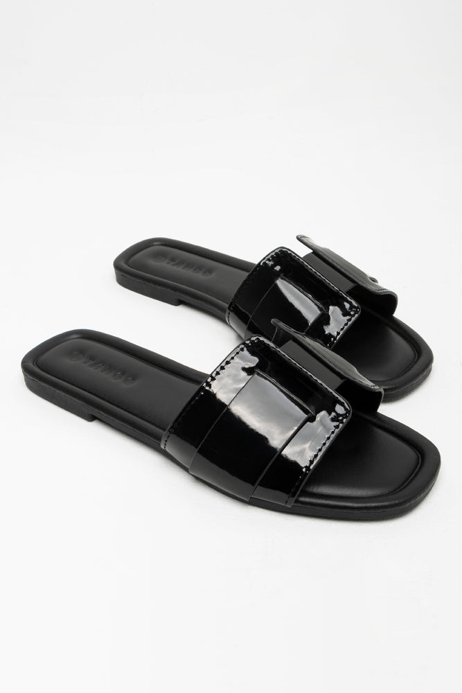 Orthopedic Women's Sandals with Arch Support in Gray for Foot HealthTextured Mule Sandal Black