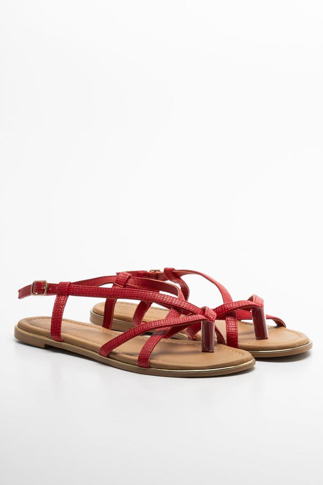 Women's Sandals with a Glitter - Coated Strap in Gold for a Sparkly Summer OutfitToe Post Strappy Sandal Red Women's Sandals with a Glitter - Coated Strap in Gold for a Sparkly Summer OutfitToe Post Strappy Sandal Red