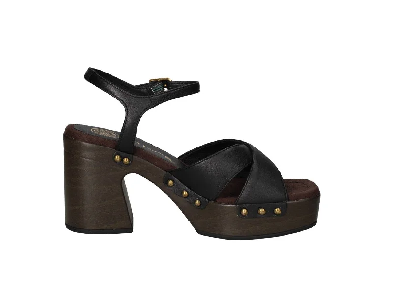 Women's Ankle - Strap Sandals with a Block Heel in Red for a Sophisticated StyleUnisa Osuna Black Leather