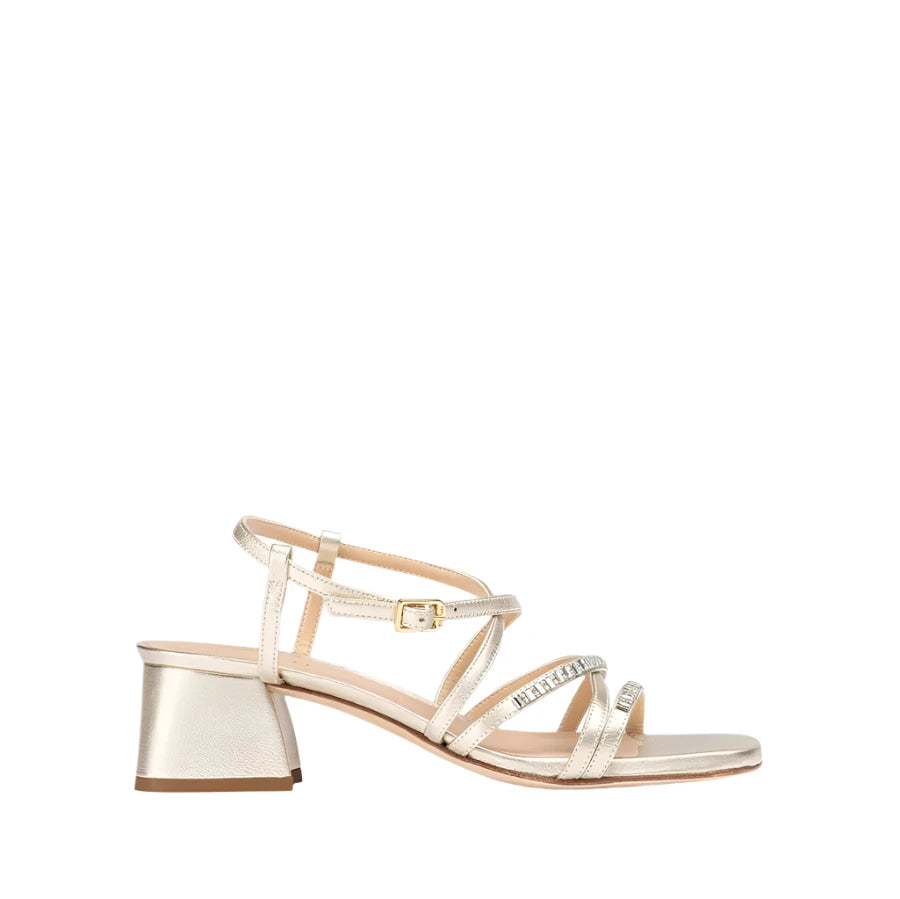 Women's Sandals with a Glitter - Coated Strap in Gold for a Sparkly Summer OutfitUnisa Kyton Platino