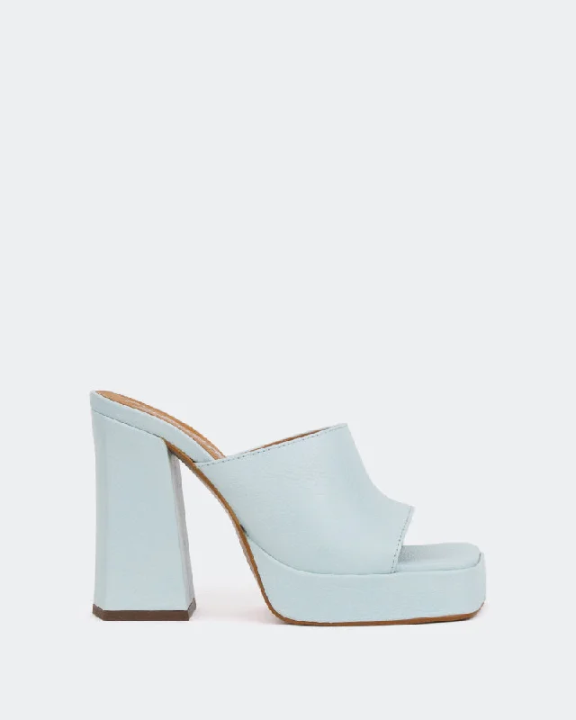 Women's Sandals with a Glitter - Coated Strap in Gold for a Sparkly Summer OutfitVendome, Blue Leather/Cuir Bleu