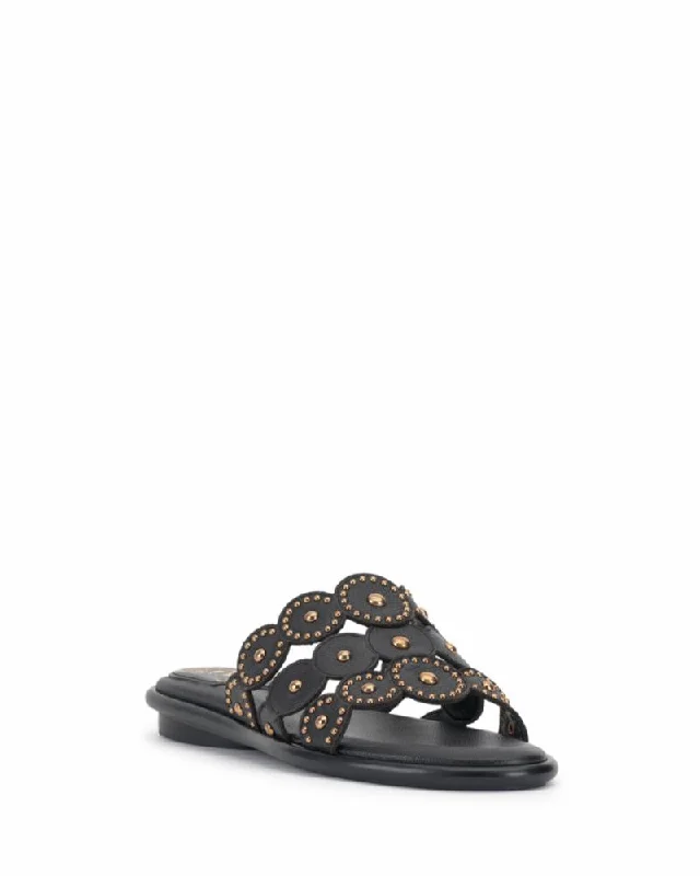 Sustainable Women's Recycled Material Sandals in Beige for Eco - Conscious ShoppersVince Camuto SENNIE BLACK/GRAIN LEA Sustainable Women's Recycled Material Sandals in Beige for Eco - Conscious ShoppersVince Camuto SENNIE BLACK/GRAIN LEA