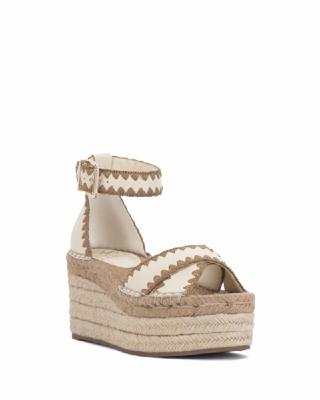 Women's Leather - Strapped Sandals with a Braided Detail in Brown for a Rustic AppealVince Camuto TREYENN CREAMY WHITE/LOCAL ZENITH Women's Leather - Strapped Sandals with a Braided Detail in Brown for a Rustic AppealVince Camuto TREYENN CREAMY WHITE/LOCAL ZENITH