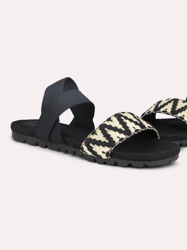 Elastic - Strap Women's Sandals with a Padded Toe in Teal for Easy On - and - OffWomen Black Open Toe Backstrap Sandals