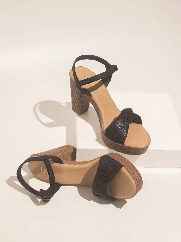 Women's Rhinestone - Embellished Open - Toe Sandals in Silver for a Glamorous Party LookWomen Black Solid Platform Sandals