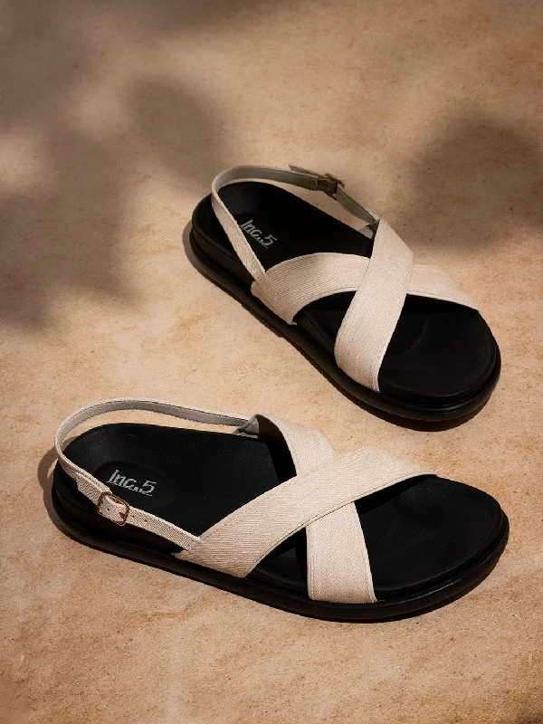 Waterproof Women's Rubber Beach Sandals with Arch Support in Blue for Water ActivitiesWomens Cream Solid Open Toe Casual Flat Sandals